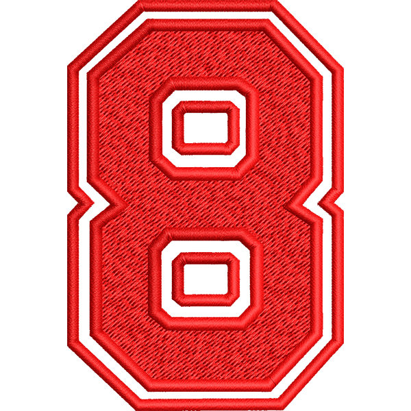 red eight embroidery design