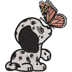 Puppy Butterfly Embroidery Design
