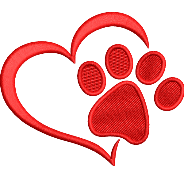 heart paw embroidery design