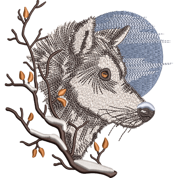 tribal wolf embroidery design
