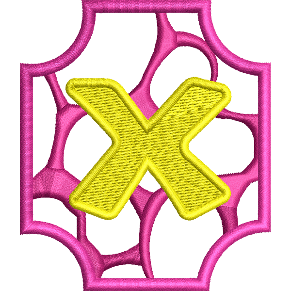 X Letter Embroidery Design