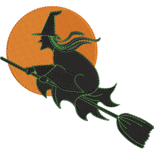 Halloween Flying Stick Embroidery Design