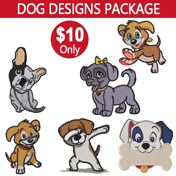 dog embroidery design package