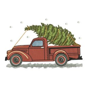 christmas tree car embroidery design