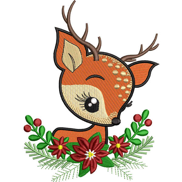 Deer logo embroidery design