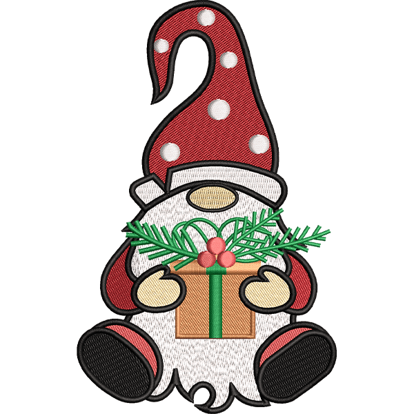 santa with gift embroidery design