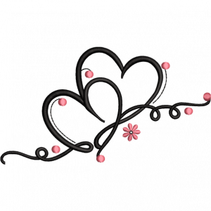 two heart embroidery design