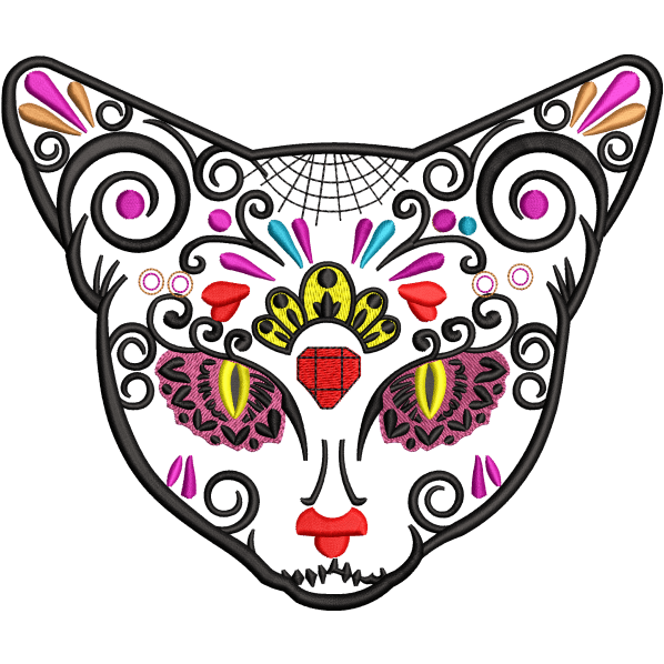 cat face embroidery design
