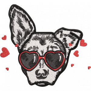 heart dog embroidery design