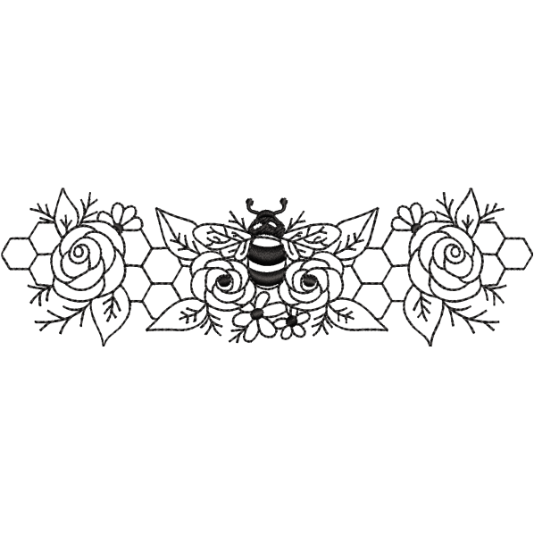 bee with butterfly embroidery design