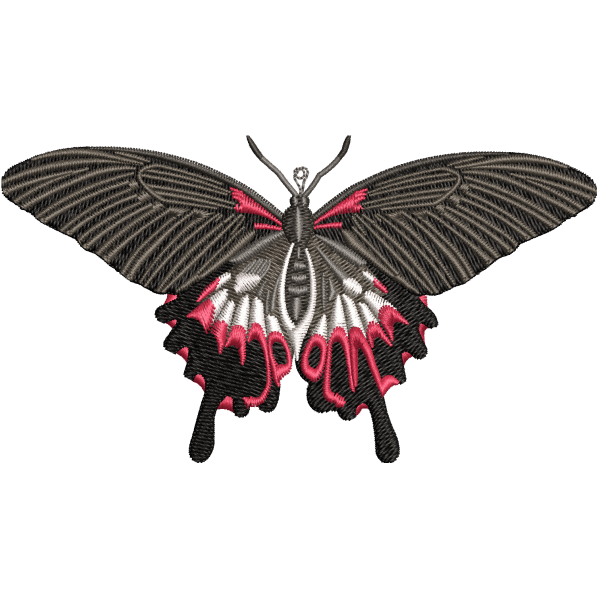 black butterfly embroidery design