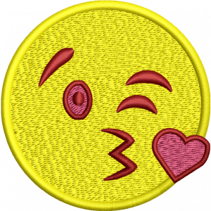 blowing kiss emoji embroidery design