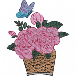 basket flower embroidery design