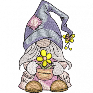 gnome flower embroidery design