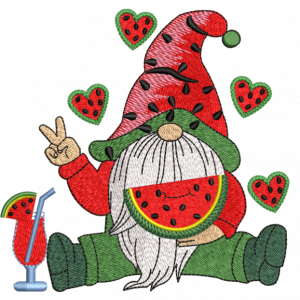 gnome watermelon embroidery design