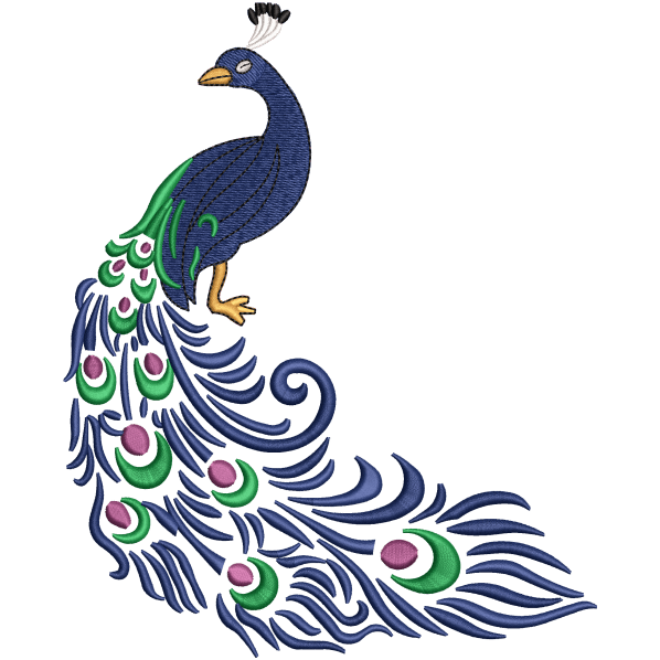 blue peacock embroidery design