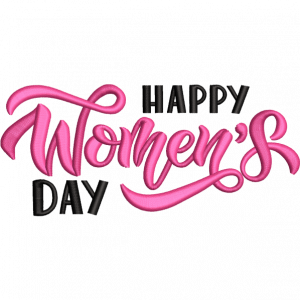happy women's day embroidery design