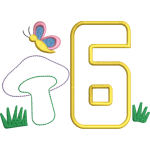 Six Number And Butterfly Design