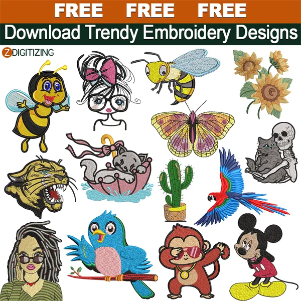 Free Trendy Embroidery Designs
