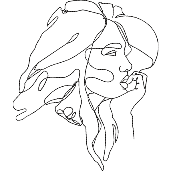 Realistic Girl In Thought Embroidery Design
