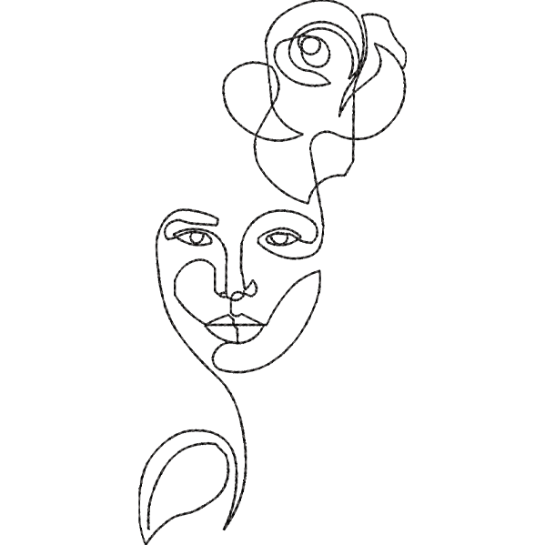 Girl and Flower Outline