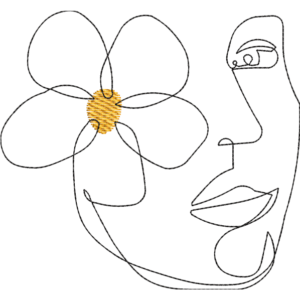 Lady Face With Flower Outline