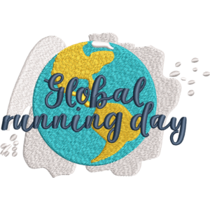 Global Running Day Embroidery Design