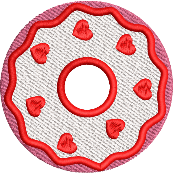 Heart Donut Embroidery Design