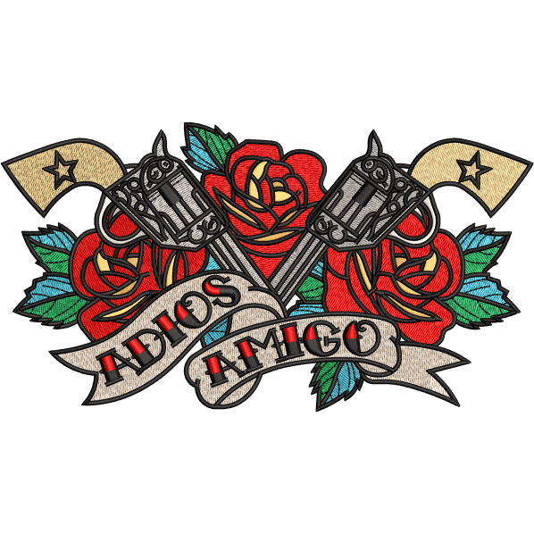Rose with Guns Design