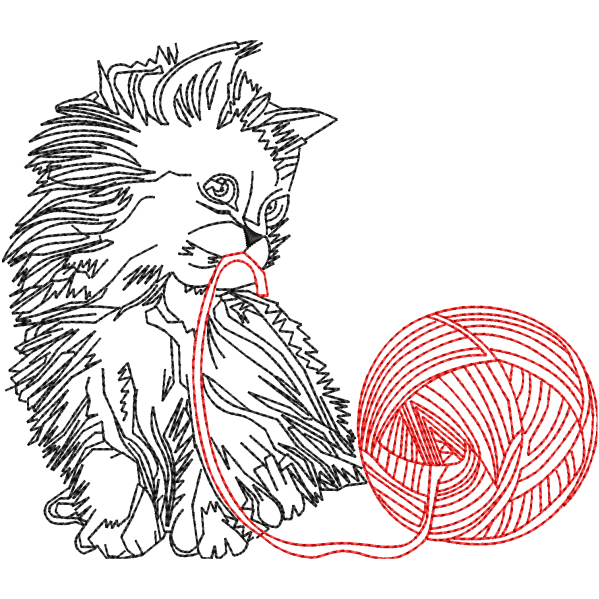 Cat With Red Ball Design