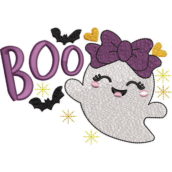 Boo Ghost Embroidery Design