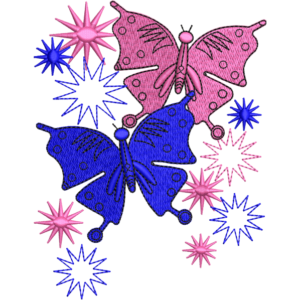 Pink Butterflies Embroidery Design