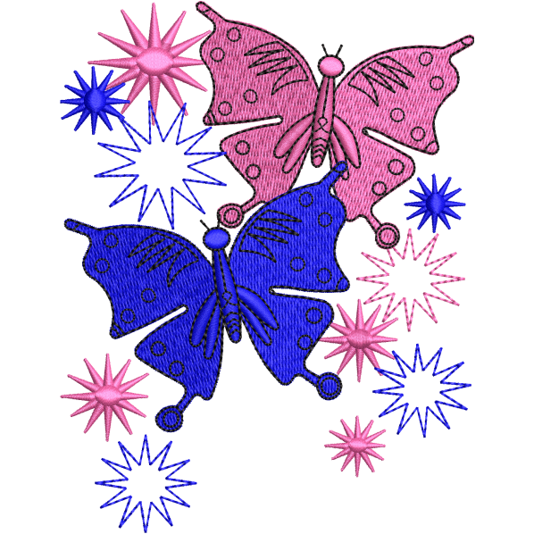 Pink Butterflies Embroidery Design