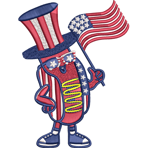 American Hot Dog Embroidery Design