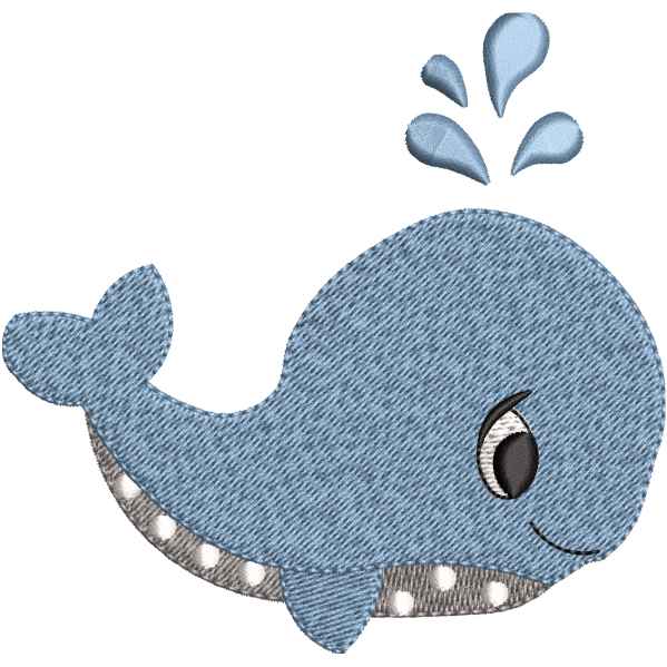 Smiling Whale Embroidery Design