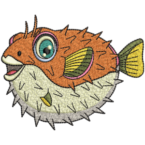 Orange Happy Fish Embroidery Design