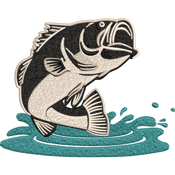 Black Jumping Fish Embroidery Design