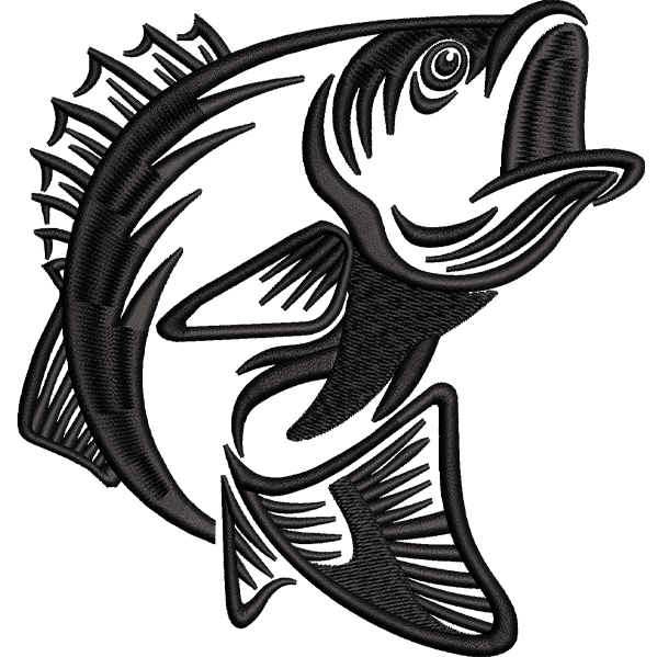 Outlined Jumping Fish Embroidery Design
