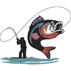 Multicolor Fishing Embroidery Design