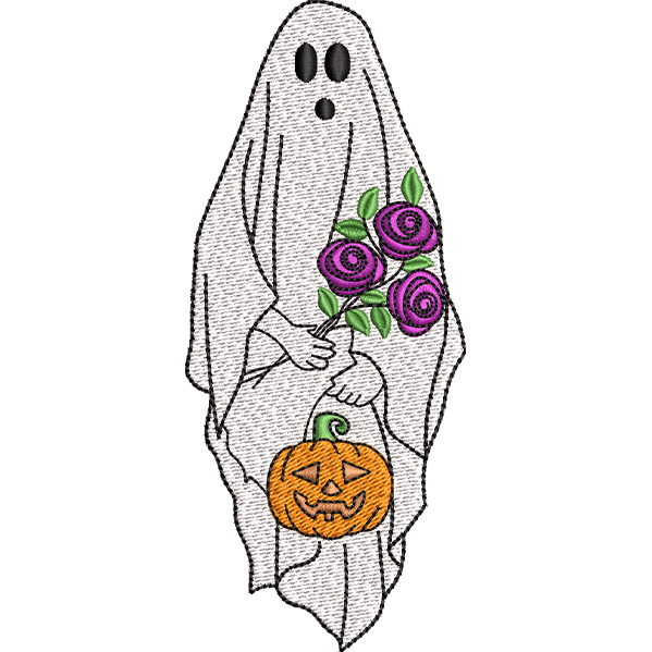 Floral Ghost Embroidery Design