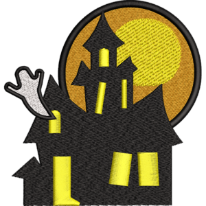 Ghost House Embroidery Design