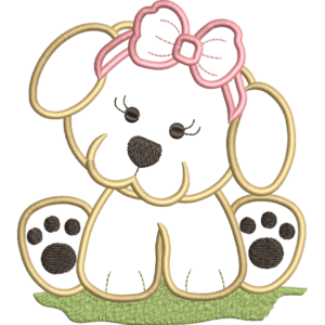 Cute Outlined Puppy Embroidery Design