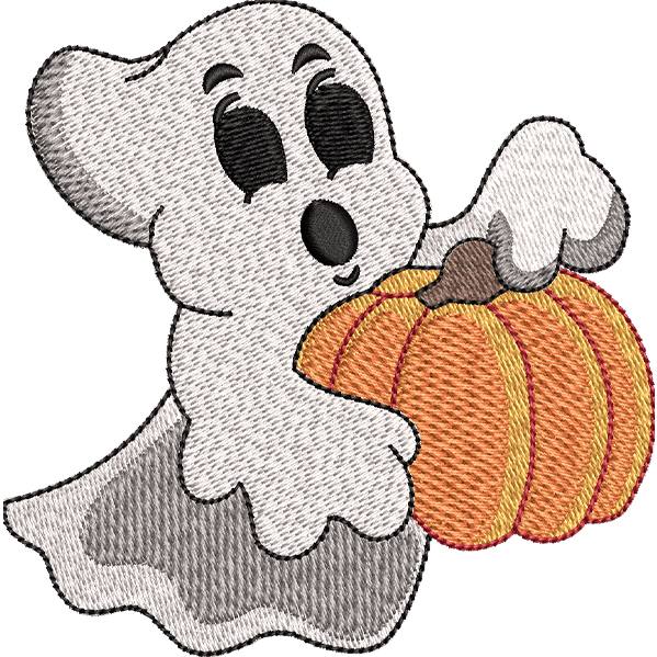 Little White Ghost Embroidery Design