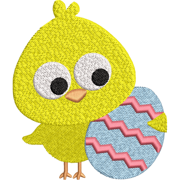 Chick With Egg Embroidery Design