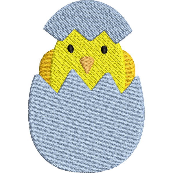 Chick Hatching Egg Embroidery Design