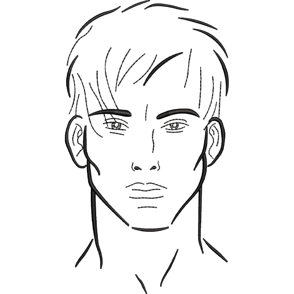 Boy Face Outline Embroidery Design