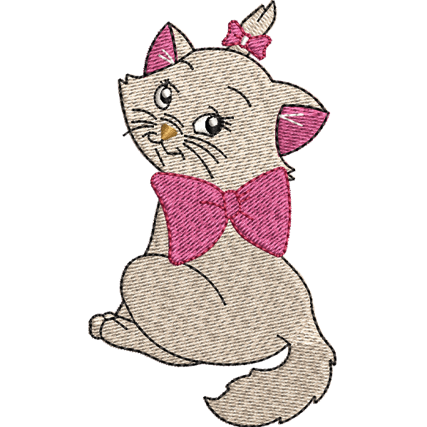 Shy Cat Embroidery Design