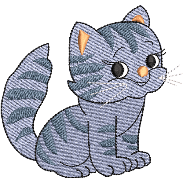 Blue Cat Baby Embroidery Design