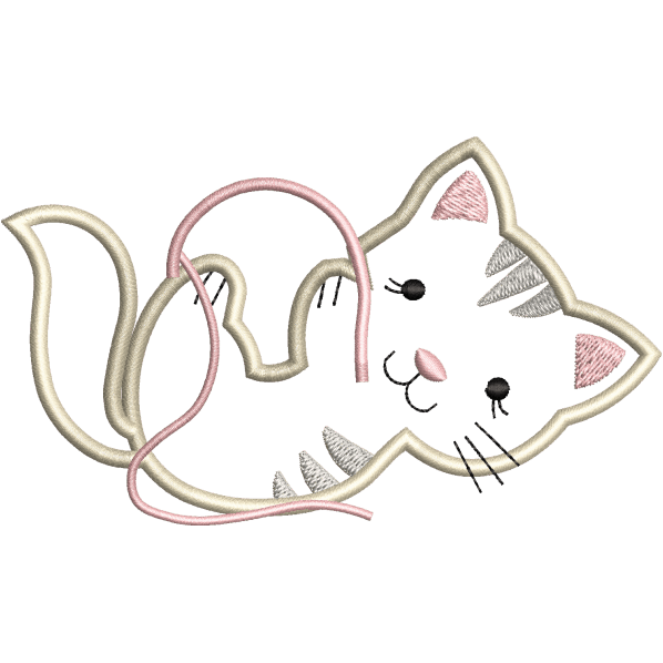 Playing Cat Embroidery Design