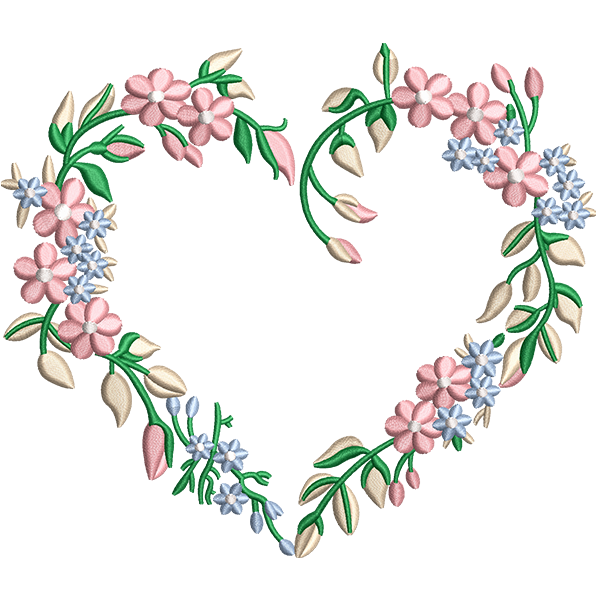 Flower Heart Embroidery Design